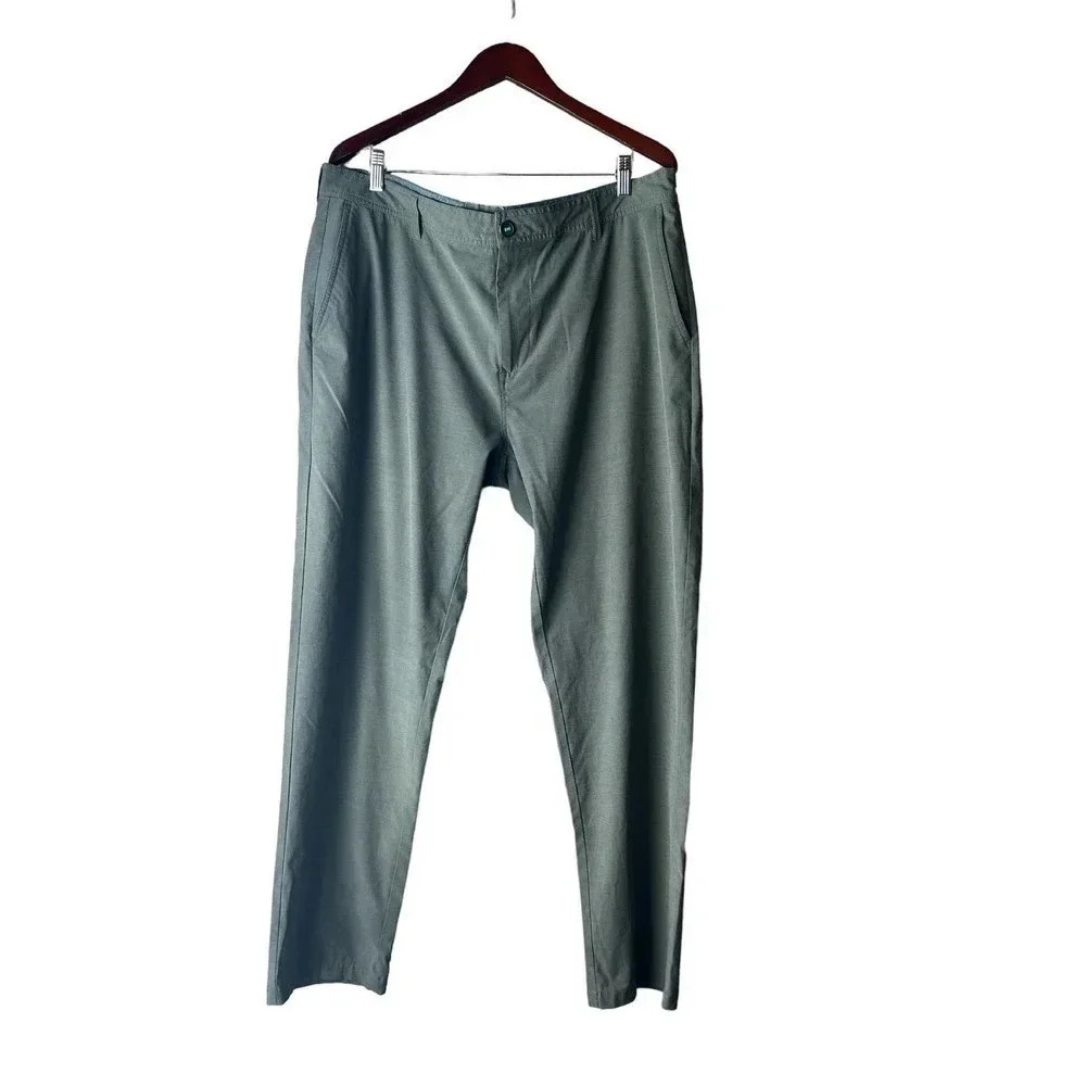 LINKSOUL Mens 40 R Green Poly Cotton Stretch Straight Leg Chino Golf Pants